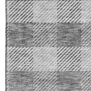 HomeRoots 8' X 10' Gray and Ivory Plaid Washable Area Rug - Durable, Stain-Resistant, UV Protected for All Spaces 673457