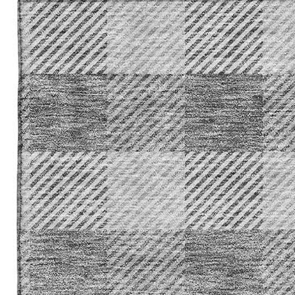 HomeRoots 8' X 10' Gray and Ivory Plaid Washable Area Rug - Durable, Stain-Resistant, UV Protected for All Spaces 673457