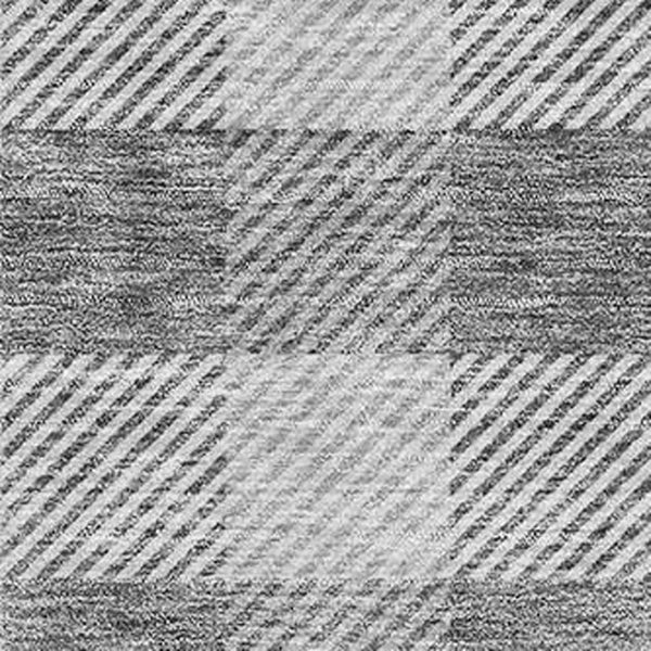 HomeRoots 9' X 12' Gray and Ivory Plaid Area Rug – Washable, Stain-Resistant, UV-Protected for Stylish Living Spaces 673458