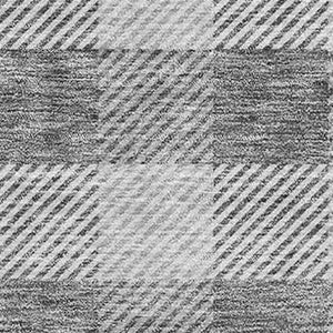 HomeRoots 10' Gray and Ivory Plaid Washable Area Rug - Durable, UV Protected, Perfect for Family and Pets! 673459