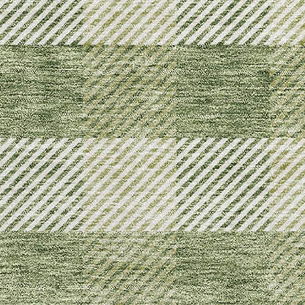 HomeRoots 5' X 8' Stylish Green and Ivory Plaid Washable Area Rug with UV Protection for Family Spaces 673461