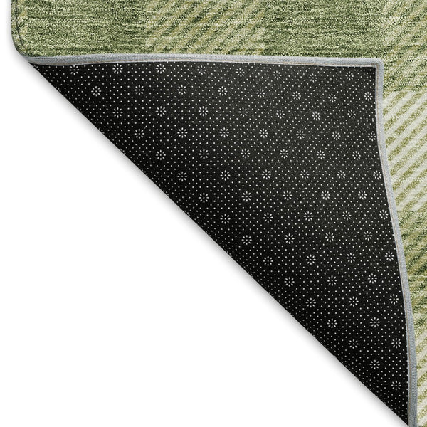 HomeRoots 8' X 10' Green and Ivory Plaid Washable Area Rug - Durable, UV-Protected, Stain-Resistant Style! 673463