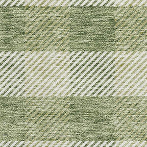 HomeRoots 8' X 10' Green and Ivory Plaid Washable Area Rug - Durable, UV-Protected, Stain-Resistant Style! 673463