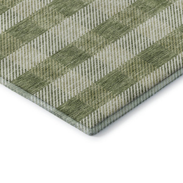 HomeRoots 9' X 12' Green & Ivory Plaid Area Rug - Durable, Washable, UV-Protected for Stylish High-Traffic Spaces 673464