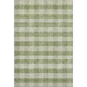 HomeRoots 10' X 14' Green And Ivory Plaid Washable Area Rug – Durable, Stain-Resistant & UV Protected Design 673465