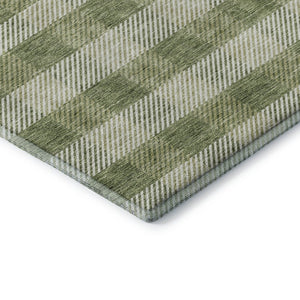 HomeRoots 10' X 14' Green And Ivory Plaid Washable Area Rug – Durable, Stain-Resistant & UV Protected Design 673465