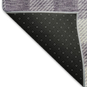 HomeRoots 5' X 8' Stylish Lavender & Ivory Plaid Washable Area Rug - Kid & Pet Friendly with UV Protection 673473