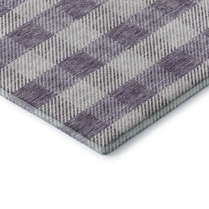 HomeRoots 5' X 8' Stylish Lavender & Ivory Plaid Washable Area Rug - Kid & Pet Friendly with UV Protection 673473