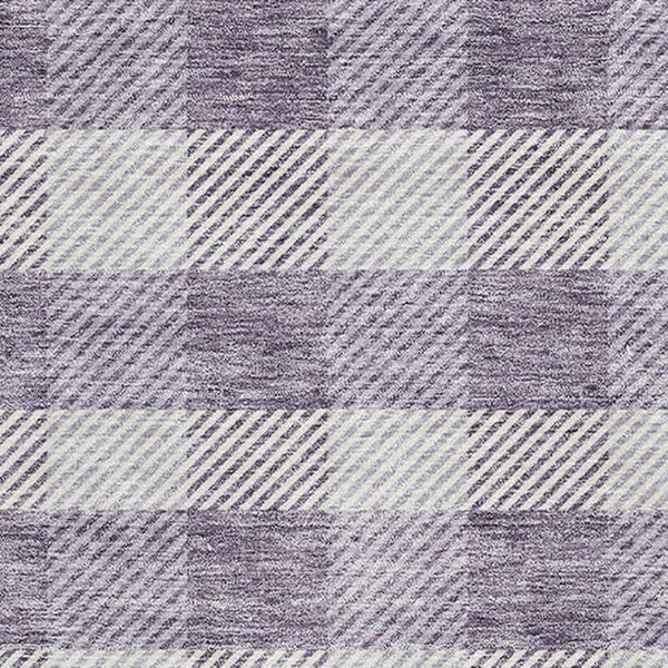 HomeRoots 5' X 8' Stylish Lavender & Ivory Plaid Washable Area Rug - Kid & Pet Friendly with UV Protection 673473