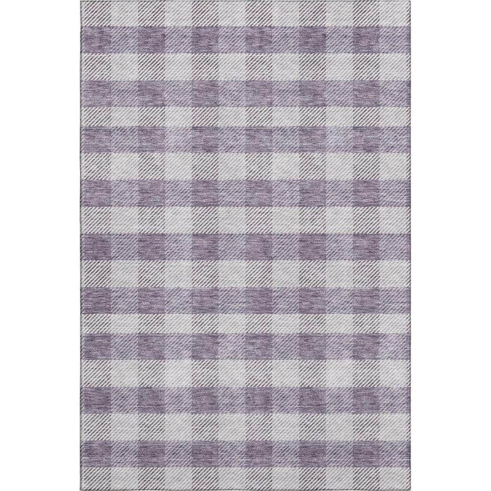 HomeRoots 8' X 10' Lavender & Ivory Plaid Washable Area Rug - Stain Resistant, UV Protected, Kid & Pet Friendly! 673475