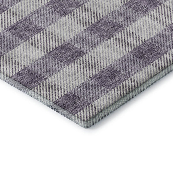 HomeRoots 8' X 10' Lavender & Ivory Plaid Washable Area Rug - Stain Resistant, UV Protected, Kid & Pet Friendly! 673475