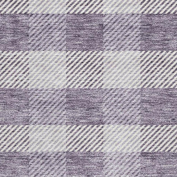 HomeRoots 8' X 10' Lavender & Ivory Plaid Washable Area Rug - Stain Resistant, UV Protected, Kid & Pet Friendly! 673475