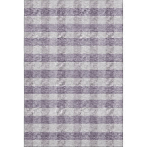 HomeRoots 9' X 12' Lavender & Ivory Plaid Washable Area Rug - Durable, UV-Protected, Kid & Pet Friendly Design 673476