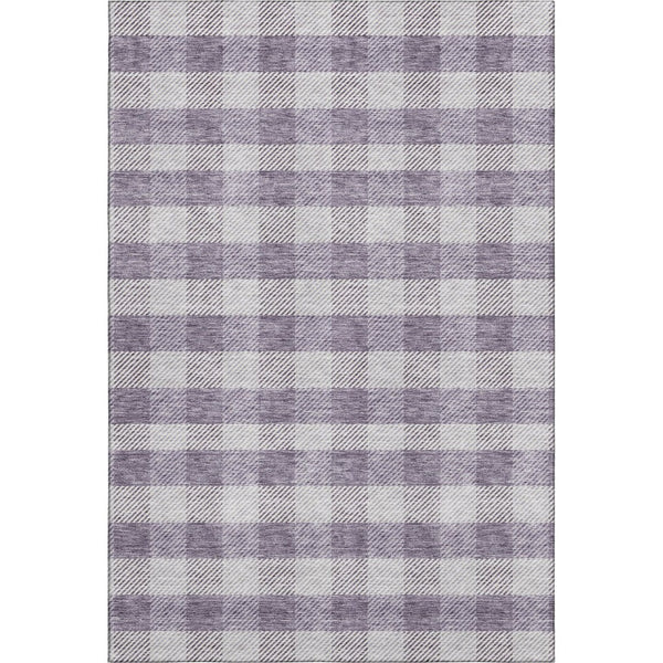 HomeRoots 9' X 12' Lavender & Ivory Plaid Washable Area Rug - Durable, UV-Protected, Kid & Pet Friendly Design 673476