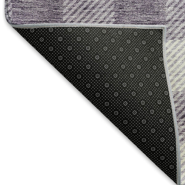 HomeRoots 9' X 12' Lavender & Ivory Plaid Washable Area Rug - Durable, UV-Protected, Kid & Pet Friendly Design 673476