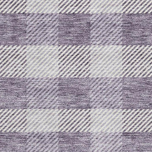 HomeRoots 9' X 12' Lavender & Ivory Plaid Washable Area Rug - Durable, UV-Protected, Kid & Pet Friendly Design 673476