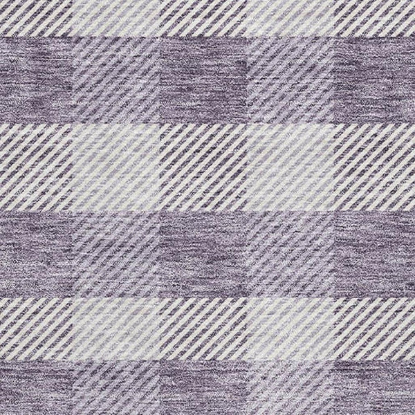 HomeRoots 9' X 12' Lavender & Ivory Plaid Washable Area Rug - Durable, UV-Protected, Kid & Pet Friendly Design 673476