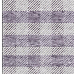 HomeRoots 10' X 14' Elegant Lavender and Ivory Plaid Area Rug – Washable, UV Protected, Perfect for Families! 673477