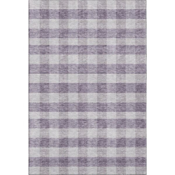HomeRoots 10' X 14' Elegant Lavender and Ivory Plaid Area Rug – Washable, UV Protected, Perfect for Families! 673477