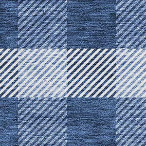HomeRoots 8' X 10' Navy Blue and Ivory Plaid Washable Area Rug - Durable, UV Protected, Stylish Home Essential! 673481