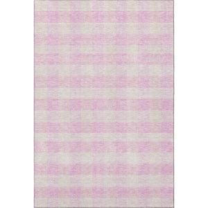 HomeRoots 5' X 8' Pink And Ivory Plaid Area Rug – Durable, Washable, UV-Protected for Cozy Homes with Kids & Pets 673485