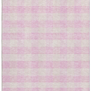 HomeRoots 8' X 10' Pink and Ivory Plaid Area Rug - Durable, Washable, UV-Protected, Stylish for High-Traffic Spaces 673487