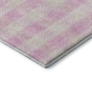 HomeRoots 9' X 12' Pink Plaid Area Rug - Washable, UV Protected, Durable & Stain Resistant for High-Traffic Areas 673488