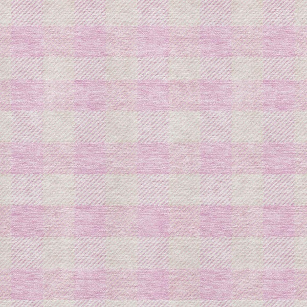 HomeRoots 9' X 12' Pink Plaid Area Rug - Washable, UV Protected, Durable & Stain Resistant for High-Traffic Areas 673488