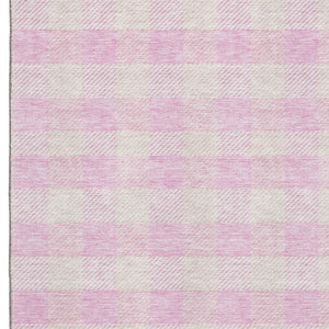 HomeRoots 10' X 14' Pink Plaid Area Rug – Washable, UV Protected, Durable & Stylish for Family Spaces! 673489