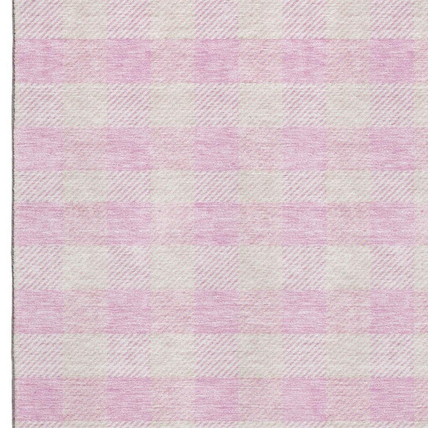 HomeRoots 10' X 14' Pink Plaid Area Rug – Washable, UV Protected, Durable & Stylish for Family Spaces! 673489