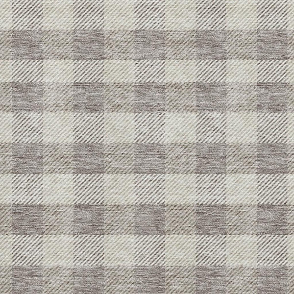 HomeRoots 5' X 8' Taupe and Ivory Plaid Washable Area Rug with UV Protection, Stain-Resistant & Durable Design 673491
