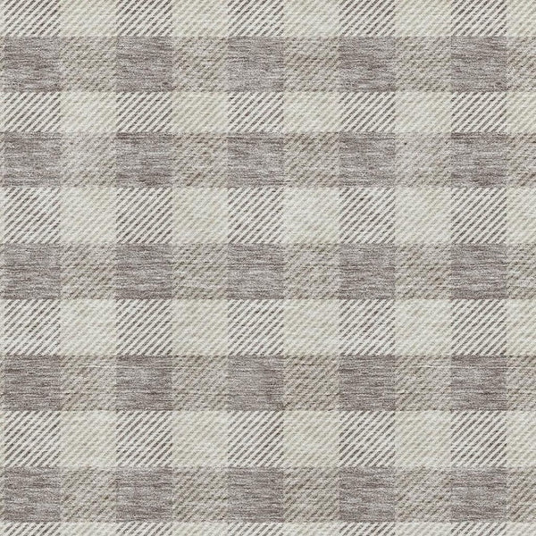 HomeRoots 9' X 12' Taupe & Ivory Plaid Washable Area Rug - Durable, Stylish, Stain Resistant & UV Protected! 673494
