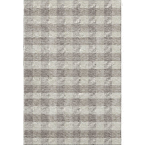HomeRoots 10' X 14' Taupe and Ivory Plaid Area Rug - Washable, UV Protected, Stain Resistant for Easy Care! 673495