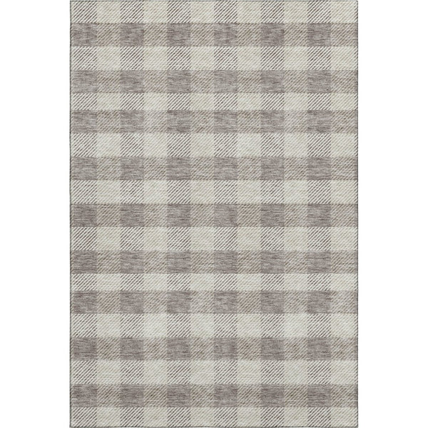 HomeRoots 10' X 14' Taupe and Ivory Plaid Area Rug - Washable, UV Protected, Stain Resistant for Easy Care! 673495