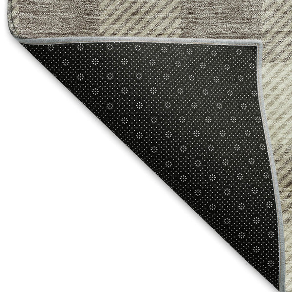 HomeRoots 10' X 14' Taupe and Ivory Plaid Area Rug - Washable, UV Protected, Stain Resistant for Easy Care! 673495
