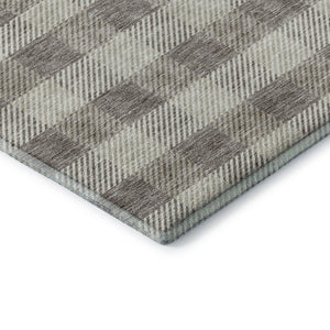 HomeRoots 10' X 14' Taupe and Ivory Plaid Area Rug - Washable, UV Protected, Stain Resistant for Easy Care! 673495