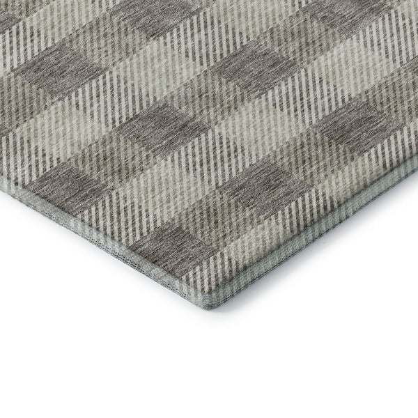 HomeRoots 10' X 14' Taupe and Ivory Plaid Area Rug - Washable, UV Protected, Stain Resistant for Easy Care! 673495