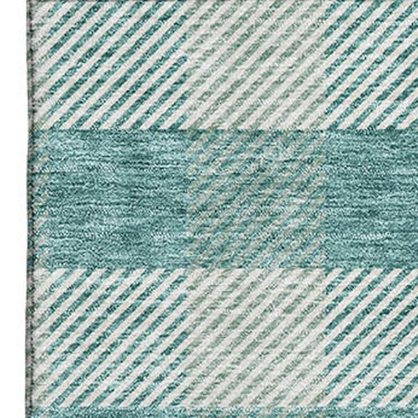 HomeRoots 8' X 10' Classic Teal and Ivory Plaid Area Rug - Washable, Durable, UV Protected for Every Home 673499