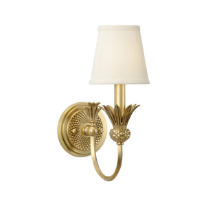 Wildwood Willoughby Antique Brass Sconce With Off-White Shade — Classic Wall Light For Hallways & Bedrooms 67350
