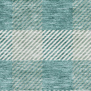 HomeRoots 9' X 12' Teal And Ivory Plaid Washable Area Rug - Durable, UV-Protected Design for High-Traffic Areas 673500