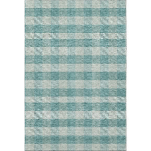 HomeRoots 10' Teal and Ivory Plaid Washable Area Rug - Durable, Stylish, UV-Protected for High-Traffic Homes 673501