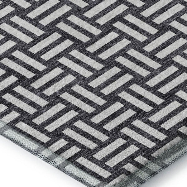 HomeRoots 5' X 8' Black And Ivory Abstract Geometric Area Rug - Washable, Stain Resistant, UV Protected Design 673503