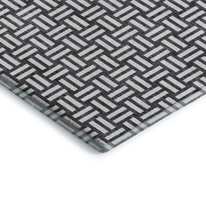 HomeRoots 5' X 8' Black And Ivory Abstract Geometric Area Rug - Washable, Stain Resistant, UV Protected Design 673503