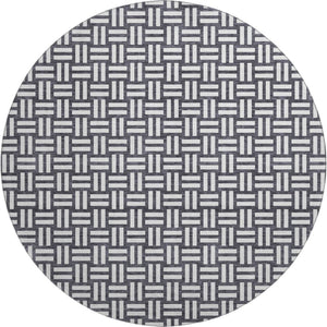 HomeRoots 8' Black And Ivory Abstract Geometric Round Rug – Washable, Stain-Resistant, UV Protected for Durability 673504