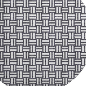 HomeRoots 8' Black And Ivory Abstract Geometric Round Rug – Washable, Stain-Resistant, UV Protected for Durability 673504