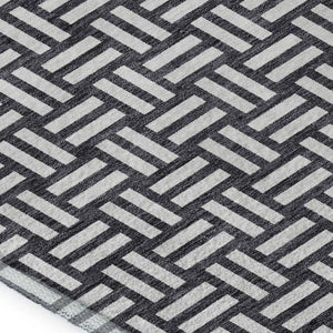 HomeRoots 8' X 10' Stylish Black & Ivory Abstract Geometric Area Rug - Washable, UV-Protected & Stain-Resistant! 673505