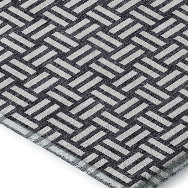 HomeRoots 8' X 10' Stylish Black & Ivory Abstract Geometric Area Rug - Washable, UV-Protected & Stain-Resistant! 673505