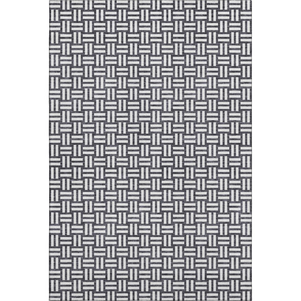 HomeRoots 10' X 14' Black and Ivory Geometric Area Rug - Washable, UV-Protected, Perfect for Busy Homes! 673507