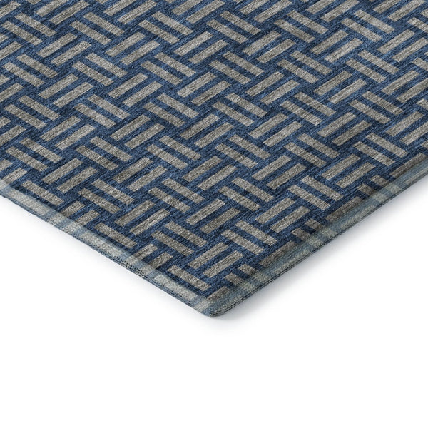 HomeRoots 5' X 8' Blue And Gray Abstract Geometric Area Rug - Stylish, Washable, UV-Protected & Durable Design 673509