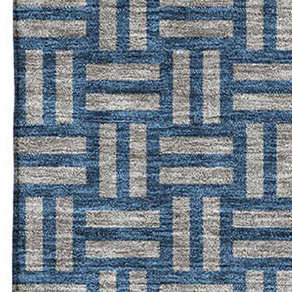 HomeRoots 5' X 8' Blue And Gray Abstract Geometric Area Rug - Stylish, Washable, UV-Protected & Durable Design 673509